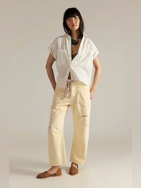 NWT FREE PEOPLE WE THE FREE MOXIE PULL ON BARREL JEANS